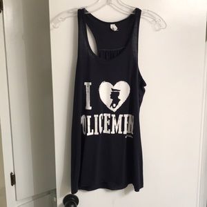 ‘I love policeman’ tank top. Color - navy